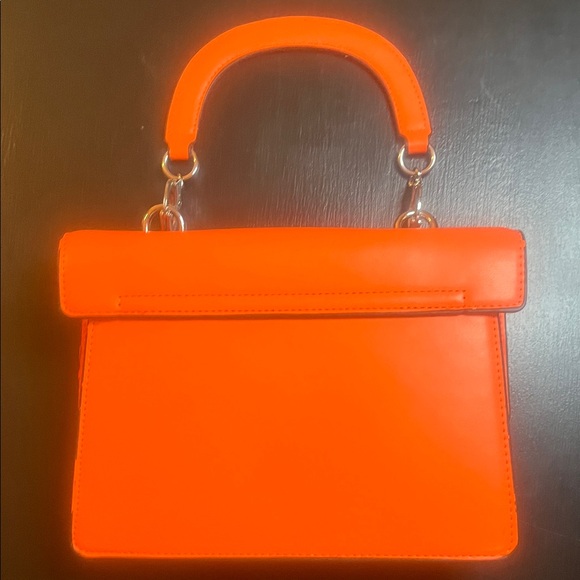 Orange Bow Detail Handbag Purse Clutch Chain Strap - Picture 5 of 5